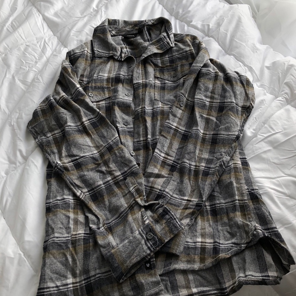 GREY/ OLIVE FLANNEL SHIRT